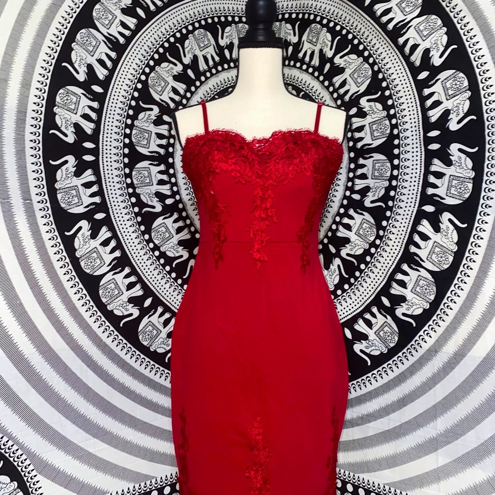 Red lace dress